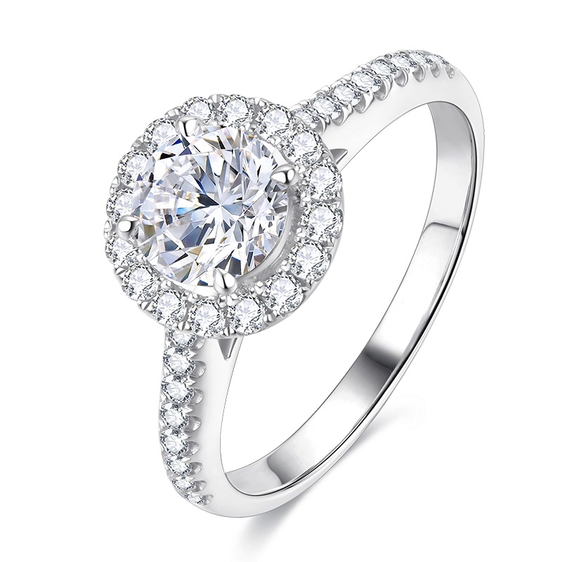 Halo-Style Round-Cut Engagement Ring
