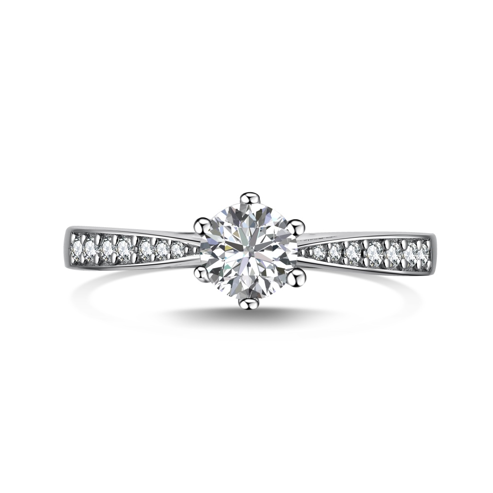 Tapered Round-Cut Solitaire Engagement Ring