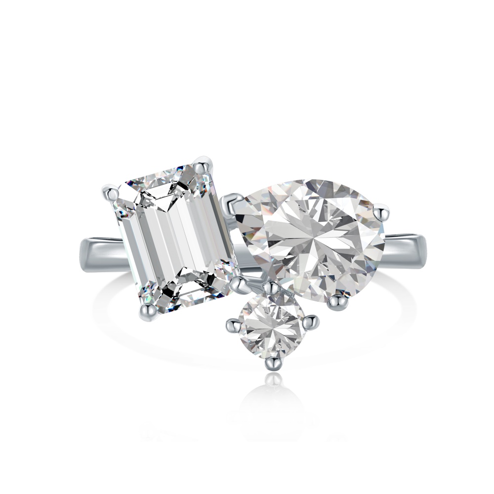 Modern Trio Stone Engagement Ring