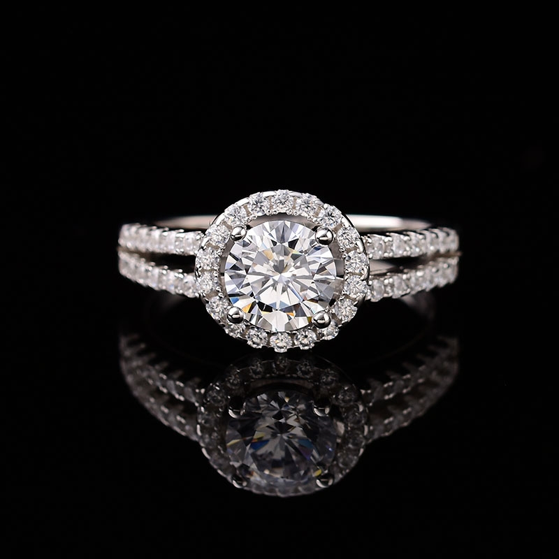 Round-Cut Split Shank Double Band Engagement Ring