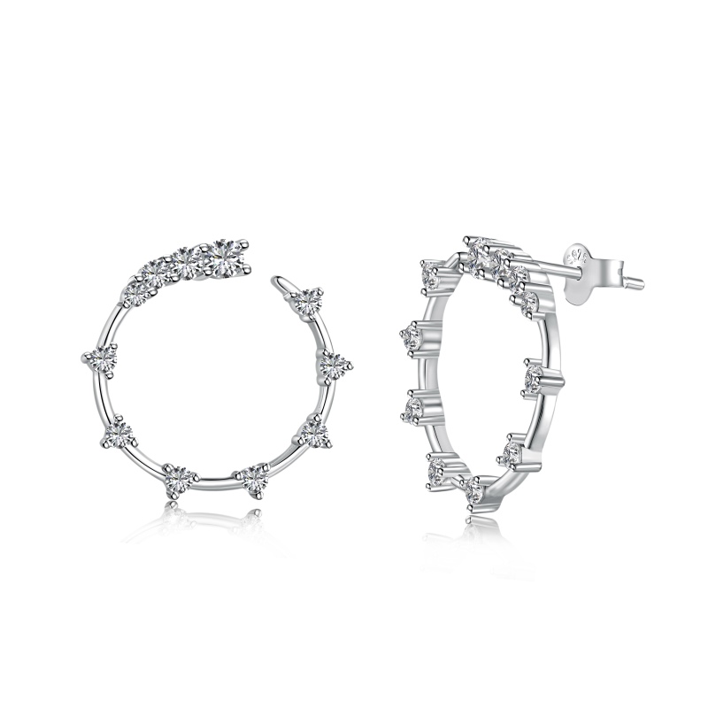 Silver Crystal Hoop Earrings