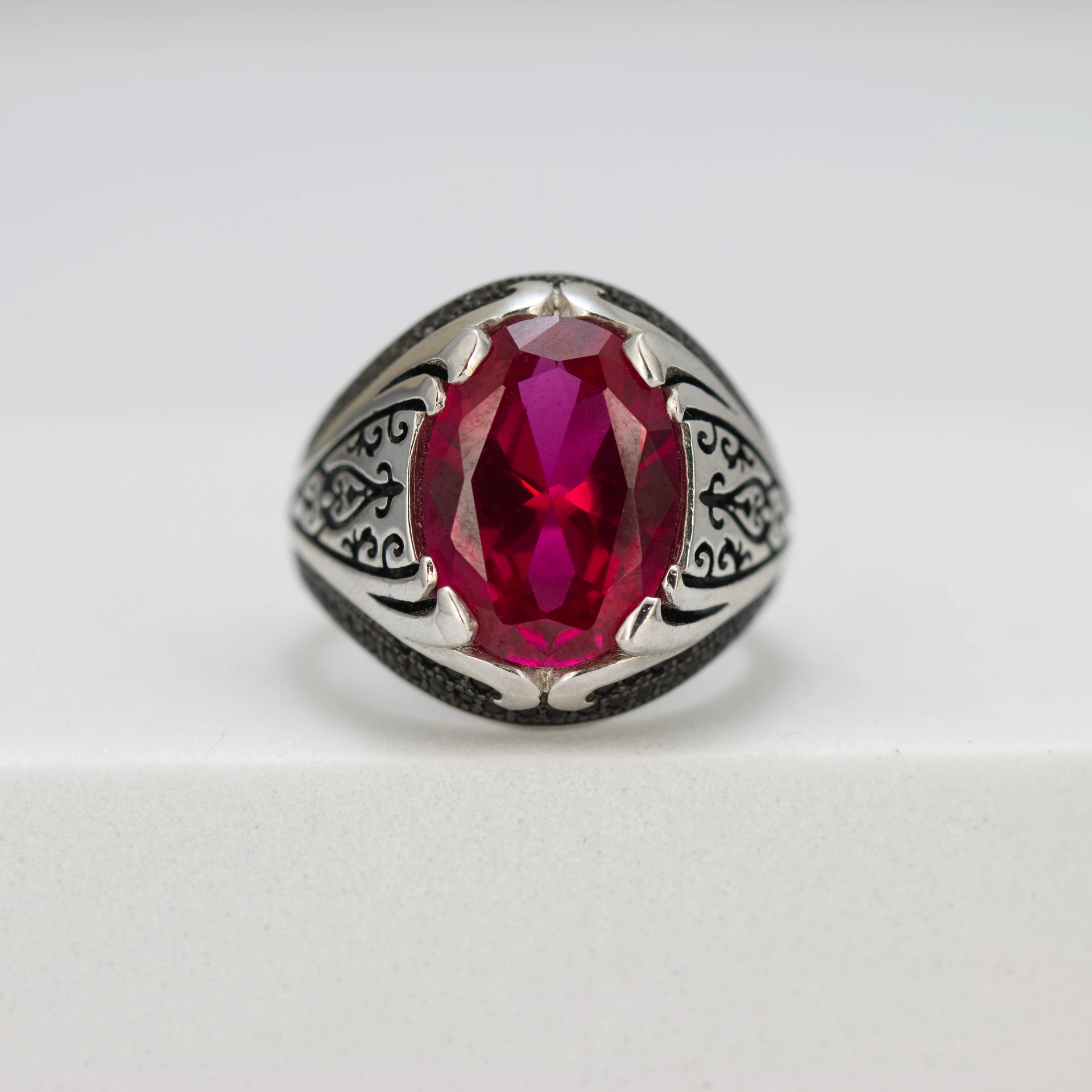 Men’s Silver Oval Stone Ring