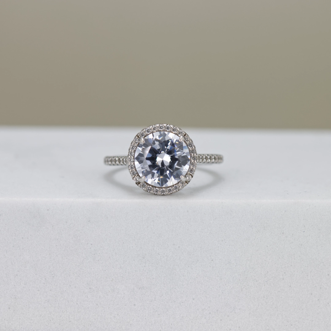 Round-Cut Halo Pavé Engagement Ring