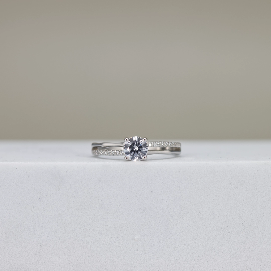 Round-Cut Pavé Engagement Ring