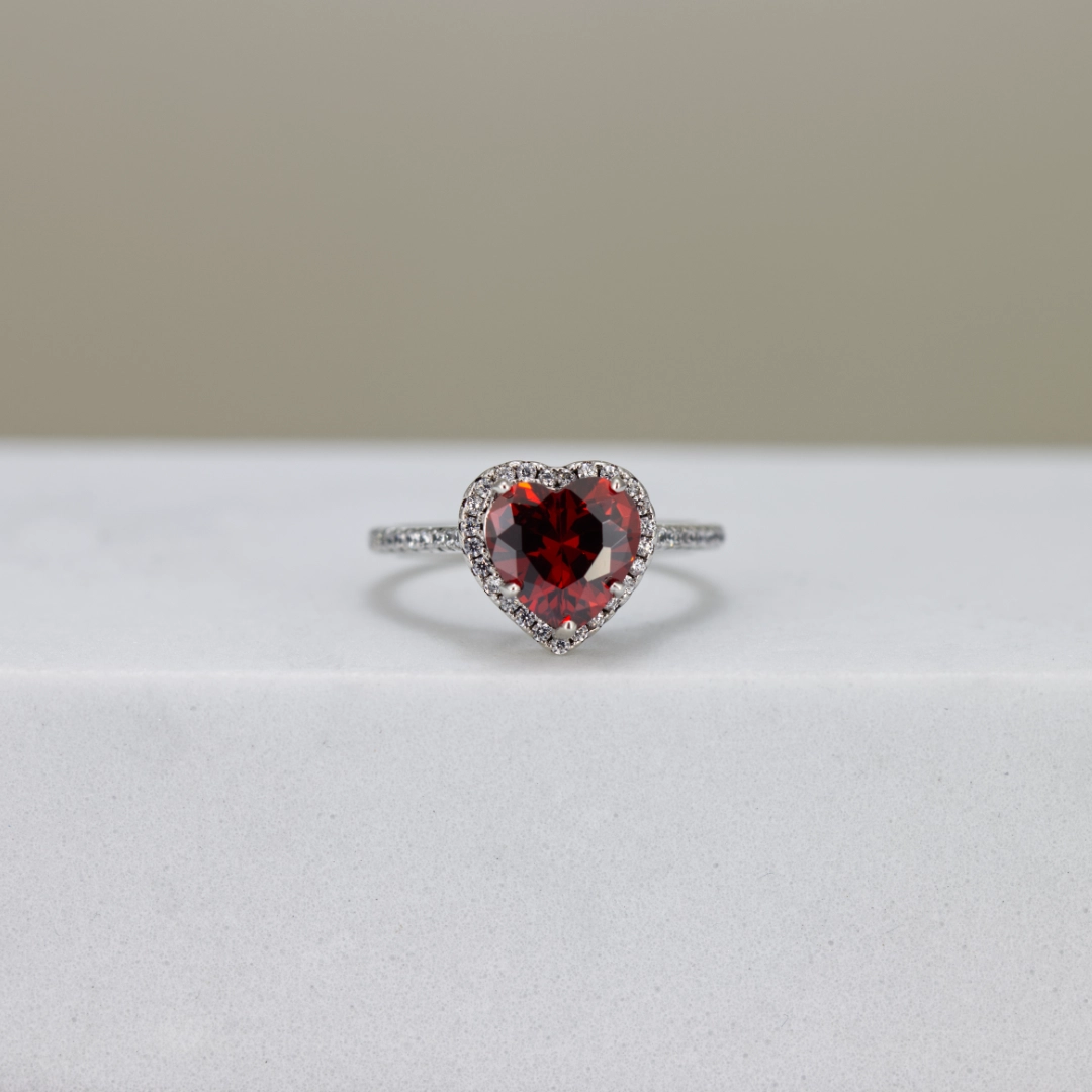 Heart-Cut Halo Engagement Ring