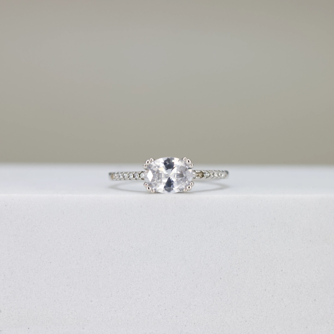Oval-Cut Petite Pavé Engagement Ring