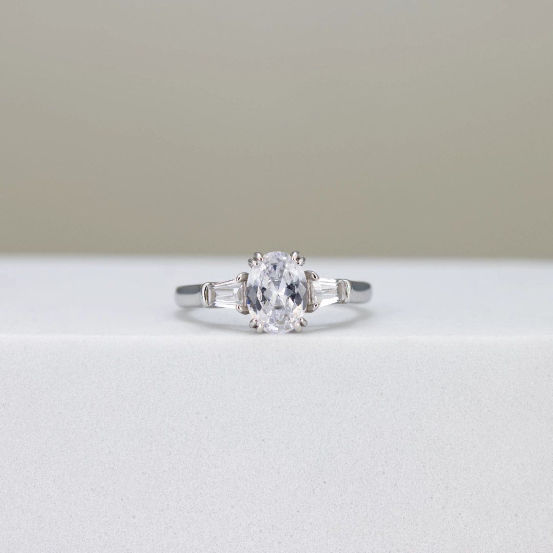 Oval-Cut Three-Stone Engagement Ring