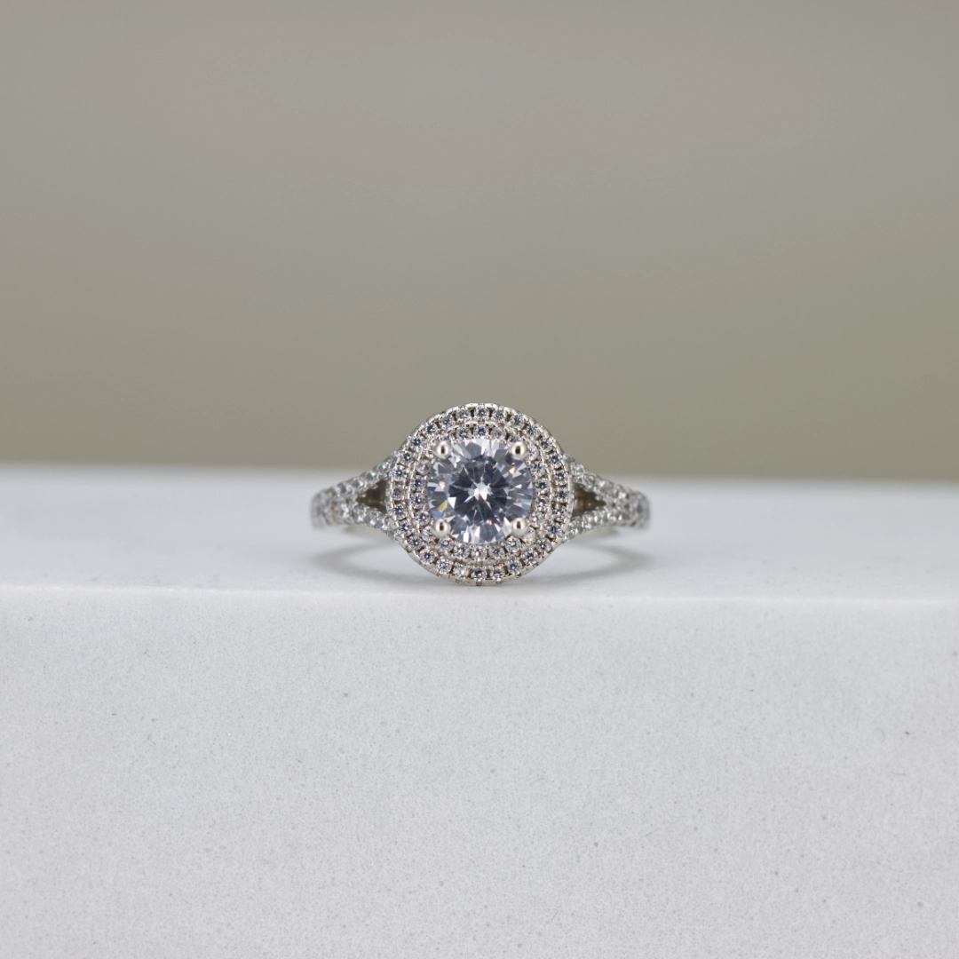 Round-Cut Double-Halo Engagement Ring