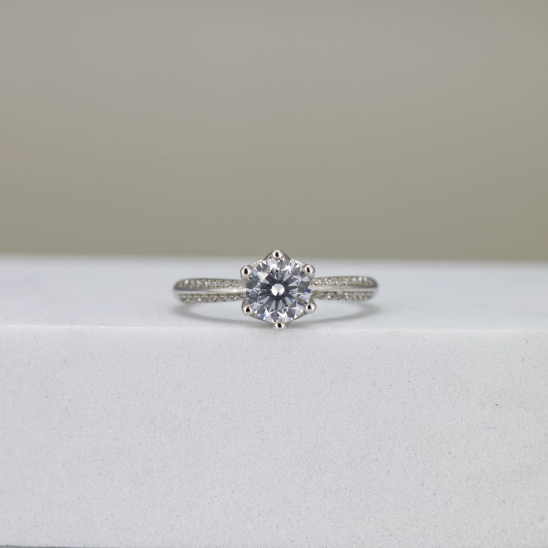 Round-Cut Petite Pave Engagement Ring