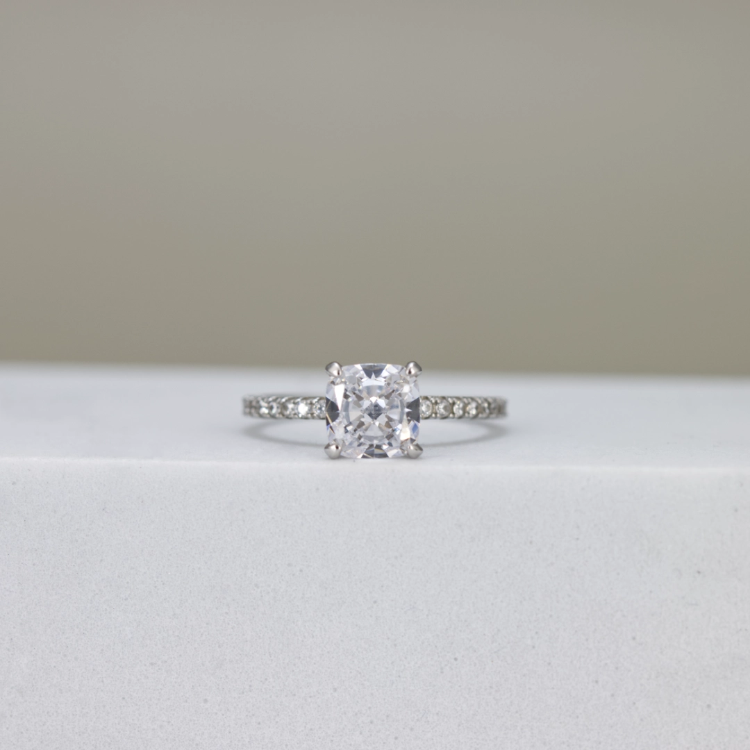 Cushion-Cut Pave Engagement Ring