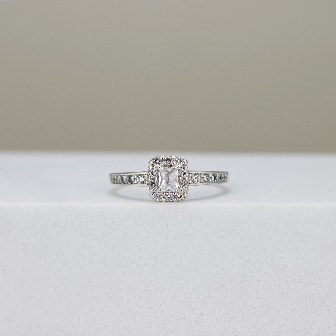 Radiant-Cut Halo Engagement Ring