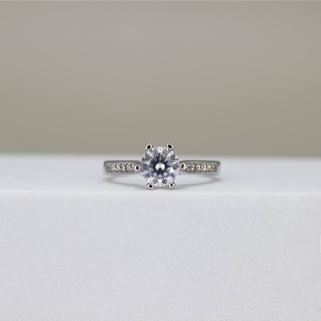 Round-Cut Pavé Engagement Ring