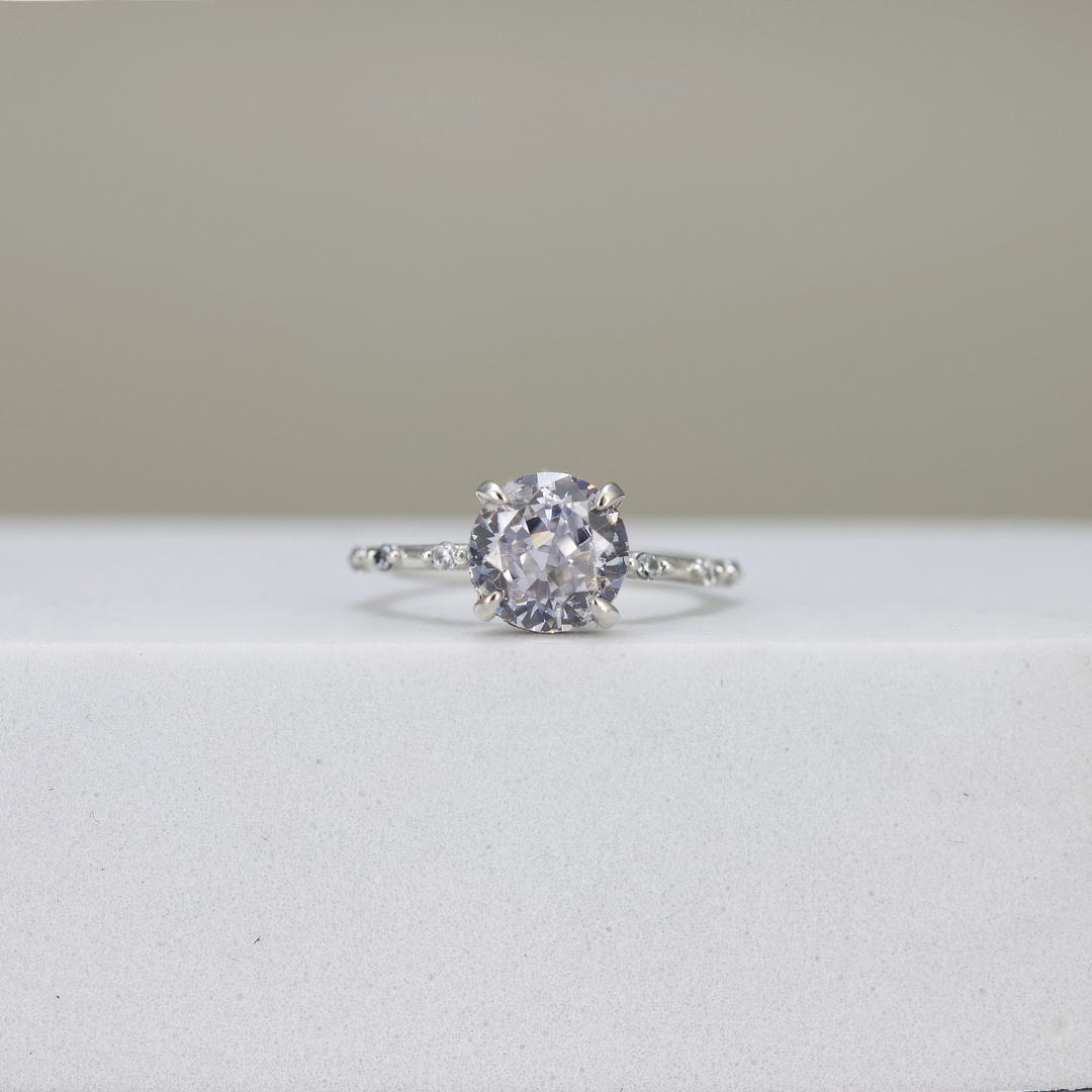 Round-Cut Accents Engagement Ring